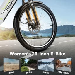 Cybervelo 1000W Peak Electric Bike for Adults up 80 Miles Removable Battery Ebike 26" Electric E Bike with 7-Speed Adult Electric Bicycles for Commute Beach Snow Womens and Man EK7