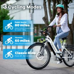 Cybervelo 1000W Peak Electric Bike for Adults up 80 Miles Removable Battery Ebike 26" Electric E Bike with 7-Speed Adult Electric Bicycles for Commute Beach Snow Womens and Man EK7
