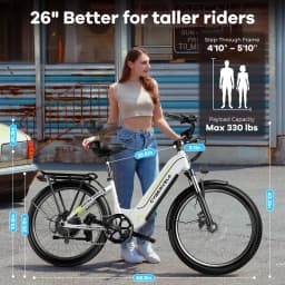 Cybervelo 1000W Peak Electric Bike for Adults up 80 Miles Removable Battery Ebike 26" Electric E Bike with 7-Speed Adult Electric Bicycles for Commute Beach Snow Womens and Man EK7
