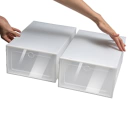 24 Pack Shoe Storage Boxes, Thickened PP+ABS Shoe Organizer with Clear Lid, Round Hole Design, Angel White Foldable & Stackable Dust Proof Box for Home, Doorway, Bedroom