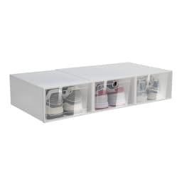 24 Pack Shoe Storage Boxes, Thickened PP+ABS Shoe Organizer with Clear Lid, Round Hole Design, Angel White Foldable & Stackable Dust Proof Box for Home, Doorway, Bedroom