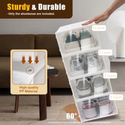 24 Pack Shoe Storage Boxes, Thickened PP+ABS Shoe Organizer with Clear Lid, Round Hole Design, Angel White Foldable & Stackable Dust Proof Box for Home, Doorway, Bedroom