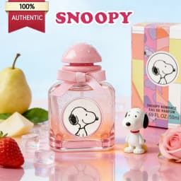 Miniso Snoopy Peanuts Women's Eau De Toilette Comforting Fruity Floral Scent with Strawberry Rose & Vanilla Sweetness Pink Square Bottle Gift for Women