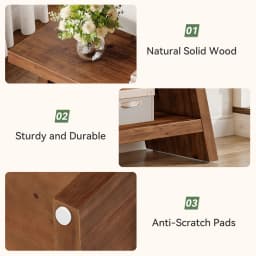 Tribesigns Solid Wood Entryway Bench, 2-Tier Wooden Storage Bench, Farmhouse Indoor Shoe Bench Seat for Entry, Living Room, Dining Room, Bedroom (Brown)