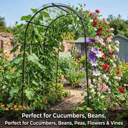 Cucumber Trellis For Raised Bed U-Shape Garden Trellis For Climbing Plants Metal Arch Vegetables Trellis Plant Support For Grape Vine Beans Squash Peas Flower Outdoor