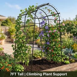Cucumber Trellis For Raised Bed U-Shape Garden Trellis For Climbing Plants Metal Arch Vegetables Trellis Plant Support For Grape Vine Beans Squash Peas Flower Outdoor