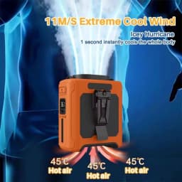 High Speed Waist Hanging Cooling Fan, USB Rechargeable 10000mAh Portable Personal Fan with 5 Levels for Outdoor & Travel