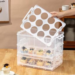 4-Tiers Cupcake Carrier, Cupcake Holder, Cupcake and Brownie Storage Container, Stacking Cupcake Storage Container Store up to 48 Cupcakes