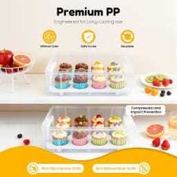 4-Tiers Cupcake Carrier, Cupcake Holder, Cupcake and Brownie Storage Container, Stacking Cupcake Storage Container Store up to 48 Cupcakes