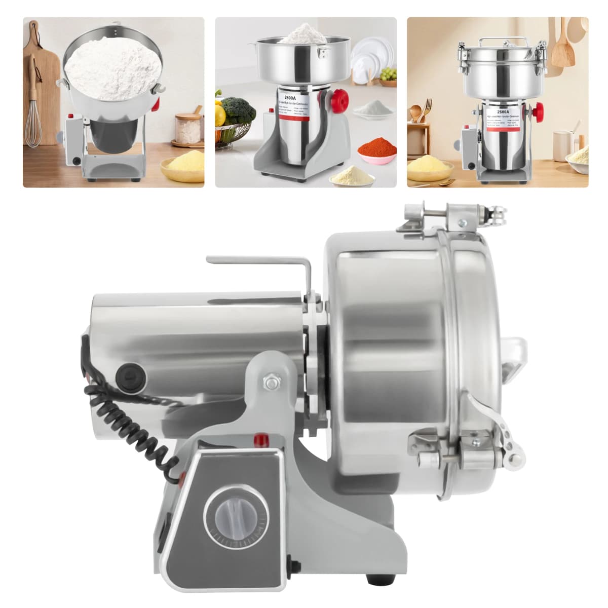2500g Electric Grain Grinder, Mill 4500W Commercial Spice Grinder, 32000r/min High-speed Grain Spice Herb Dry Grinders, Machine 304 Stainless Steel Powder Machine