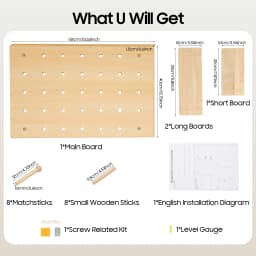 60*40cm Wooden Pegboard Set, Modular Display Pegboard Panel Kits, DIY Wood Nail Board For Home, Office, Garages