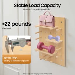 60*40cm Wooden Pegboard Set, Modular Display Pegboard Panel Kits, DIY Wood Nail Board For Home, Office, Garages