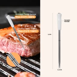 ChefLab Truly Wireless Meat Thermometer, 500FT Long Range Bluetooth Digital Food Thermometer, IP Waterproof Probe for BBQ Grill Oven Rotisserie Turkey Beef Cooking