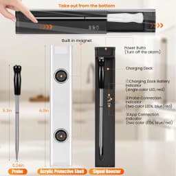 ChefLab Truly Wireless Meat Thermometer, 500FT Long Range Bluetooth Digital Food Thermometer, IP Waterproof Probe for BBQ Grill Oven Rotisserie Turkey Beef Cooking