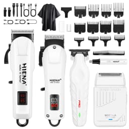 HIENA PRO 2/5Pcs Professional Hair Clippers Kit Rechargeable Hair Trimmer Men's Electric Ear and Nose Hair Trimmer Grooming Kit, Rechargeable Electric Razor, 4 Piece Set, US Local Ship