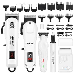 HIENA PRO 2/5Pcs Professional Hair Clippers Kit Rechargeable Hair Trimmer Men's Electric Ear and Nose Hair Trimmer Grooming Kit, Rechargeable Electric Razor, 4 Piece Set, US Local Ship