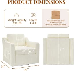 360° Swivel Accent Chair Set of 2, Large Comfy Reading Chairs, Accent Square Single-seat Armchair Upholstered Sofa