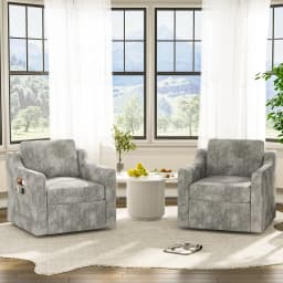 360° Swivel Accent Chair Set of 2, Large Comfy Reading Chairs, Accent Square Single-seat Armchair Upholstered Sofa