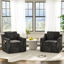 360° Swivel Accent Chair Set of 2, Large Comfy Reading Chairs, Accent Square Single-seat Armchair Upholstered Sofa