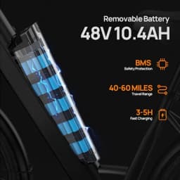 750W E-Bike Commuter 26x2" Tires 48V 10.4Ah Removable LCD Display 20MPH Speed 7-Speeds Hydraulic Disc Brakes for Adults