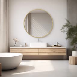 JHK 30 Inch Large Gold Round Vanity Framed Mirror for Wall Matte Metal Framed Modern Mirror Tempered Glass Bedroom Living Room