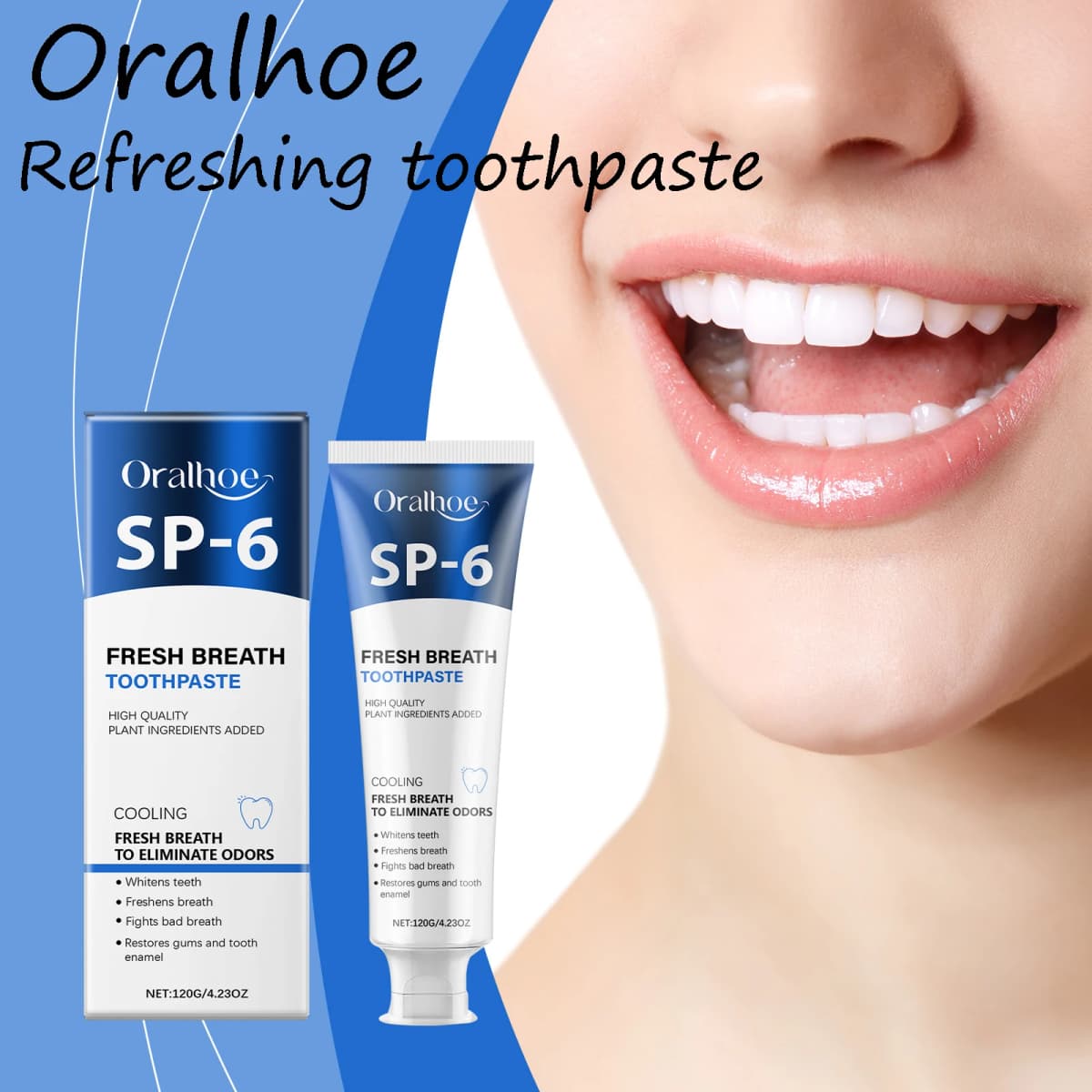 Oralhoe Mint Toothpaste Cleaning Coffee and Tea Stains Eliminate Bad Breath Promote Dental Health Glowing Refreshing Toothpaste