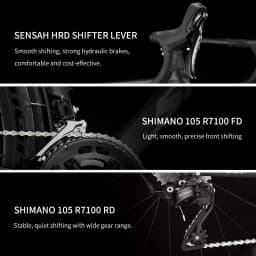 SAVA NEW A7L Carbon Road Bike, Adult Racing Bike, Equipped With Shimano 105 R7100, 24-Speed Hydraulic Brakes