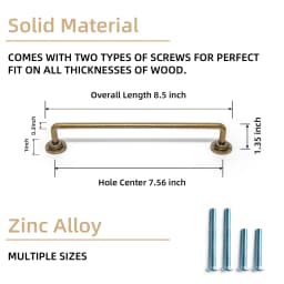 Goo-Ki Antique Brass Cabinet Pulls Furniture Door Handles with Backplate Champagne Bronze Drawer Knobs and Pulls for Kitchen