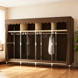 Spacious Closet Organizer for Dorm 8-Total Storage Areas, Sturdy 16mm Metal Tube Wardrobe with Dustproof Cover (78.7x17.7x66.9in