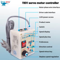 【US】550W, 750W, 1.1kW, 2200W 220V AC Brushless Servo Motor Kit for Lathes and Various Machinery