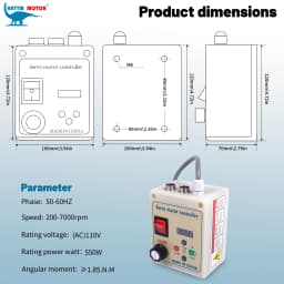 【US】550W, 750W, 1.1kW, 2200W 220V AC Brushless Servo Motor Kit for Lathes and Various Machinery