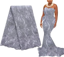 5 Yards African Lace Fabric 2026 High Quality Lace Tulle French Fabric Embroidered White Gold Nigerian Lace Fabrics for Wedding