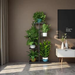 4-Tier Metal Plant Stand for Indoor Outdoor Use, Corner Shelf for Garden Balcony Living Room Patio