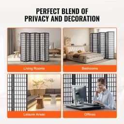 6 Panel Japanese Room Divider Folding Privacy Screen Indoor Portable Partition Dividers and Decoration Screens for Room Separat