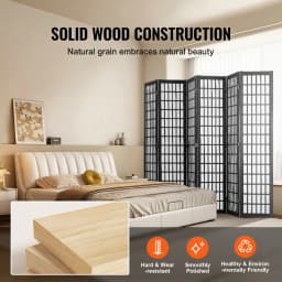 6 Panel Japanese Room Divider Folding Privacy Screen Indoor Portable Partition Dividers and Decoration Screens for Room Separat