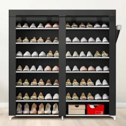 Senmeo Double Row 7 Layer Shoe Cabinet With Dust Cover, Non-Woven Space-Saving Shoe Rack With Large Capacity, Easy To Assemble