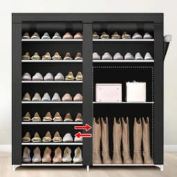 Senmeo Double Row 7 Layer Shoe Cabinet With Dust Cover, Non-Woven Space-Saving Shoe Rack With Large Capacity, Easy To Assemble