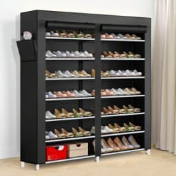 Senmeo Double Row 7 Layer Shoe Cabinet With Dust Cover, Non-Woven Space-Saving Shoe Rack With Large Capacity, Easy To Assemble