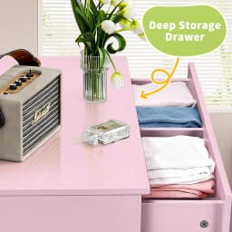 Pink 6 Drawer Dresser Bedroom Modern Wood Chest Anti-Tipping Rose Gold Handle Living Room Hallway Office, Customized