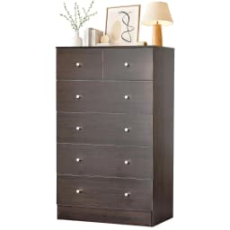 Pink 6 Drawer Dresser Bedroom Modern Wood Chest Anti-Tipping Rose Gold Handle Living Room Hallway Office, Customized