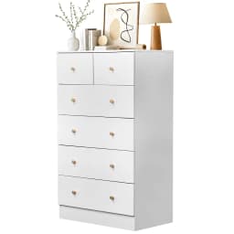 Pink 6 Drawer Dresser Bedroom Modern Wood Chest Anti-Tipping Rose Gold Handle Living Room Hallway Office, Customized