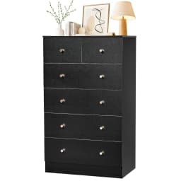 Pink 6 Drawer Dresser Bedroom Modern Wood Chest Anti-Tipping Rose Gold Handle Living Room Hallway Office, Customized