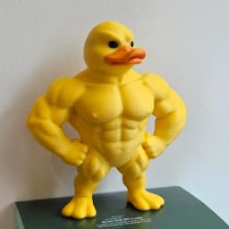 Muscle Duck Statue -3D Desktop Decor,Cute Bookshelf Whimsical Figurine,Multifunctional Indoor/Outdoor Decoration, Home Accessory