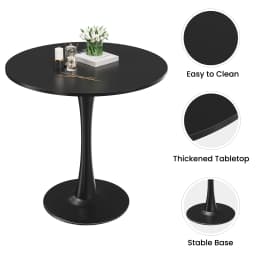 31.5" Small Round Tulip Dining Table for 2-4 People, Wood Tabletop with Metal Pedestal Base, Modern Mid Century
