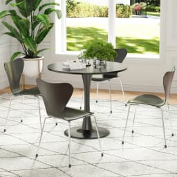 31.5" Small Round Tulip Dining Table for 2-4 People, Wood Tabletop with Metal Pedestal Base, Modern Mid Century