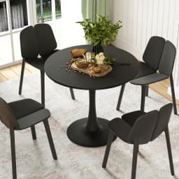 31.5" Small Round Tulip Dining Table for 2-4 People, Wood Tabletop with Metal Pedestal Base, Modern Mid Century