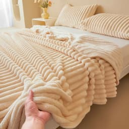 Nordic Style Single Layer Flannel Blanket, Living Room Bedroom Soft Skin-Friendly Throw