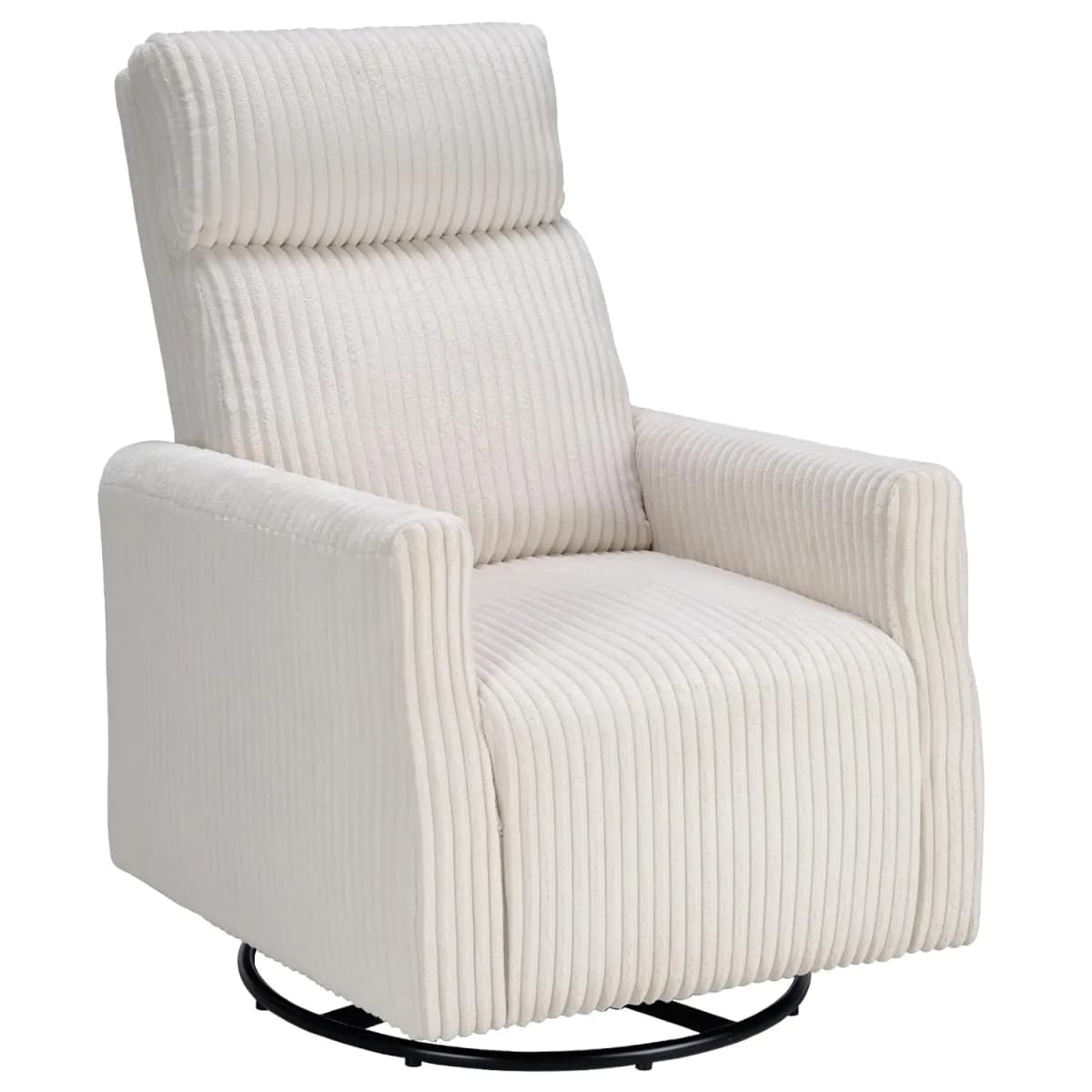 High-Back Swivel Rocker Nursery Chair with Arms Corduroy Glider Living Room Bedroom Beige, Customized