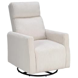 High-Back Swivel Rocker Nursery Chair with Arms Corduroy Glider Living Room Bedroom Beige, Customized