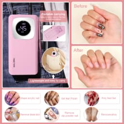 45000RPM Rechargeable Nail Art Electric Nail Drill Professional Nail Grinder Set Suitable for Home Nail Salon Tools
